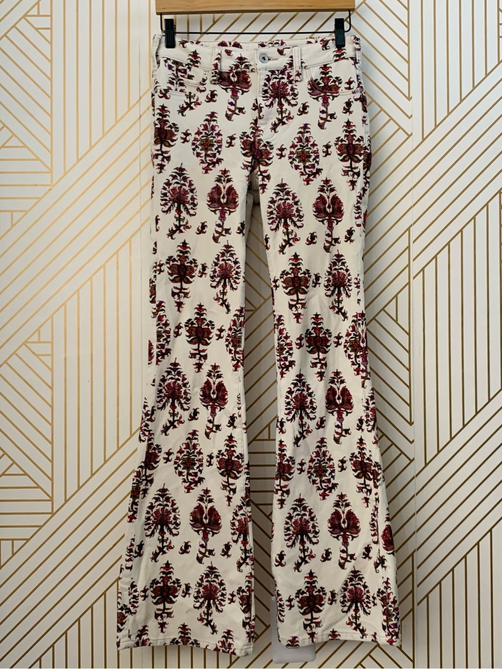 Anthropologie Pilcro High Rise Bootcut Pant Floral Corduroy 26 Tall cotton blend - Picture 12 of 12
